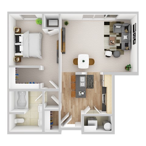 Floor plan for 1 bed, 1 bath, 819 sqft